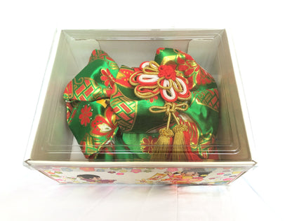 Instant vintage obi for children - festive ribbon tie in gold, red, and bright green