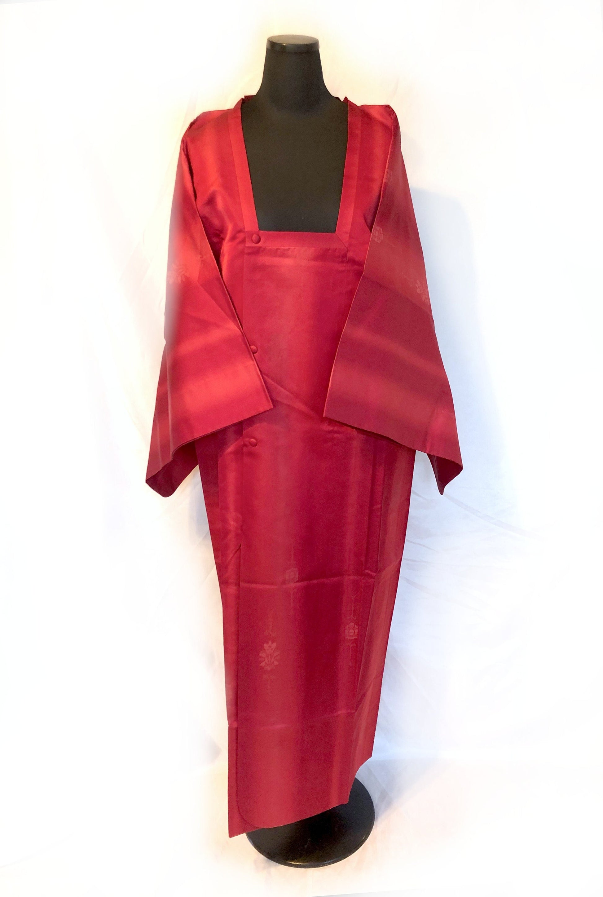 Traditional Japanese long kimono coat - casual red michiyuki
