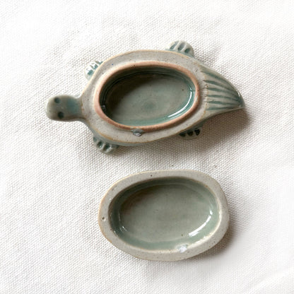 Miniature incense dish / trinket box - ancient turtle