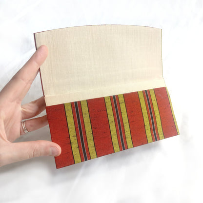 Vintage Japanese slim wallet - red and yellow stripes