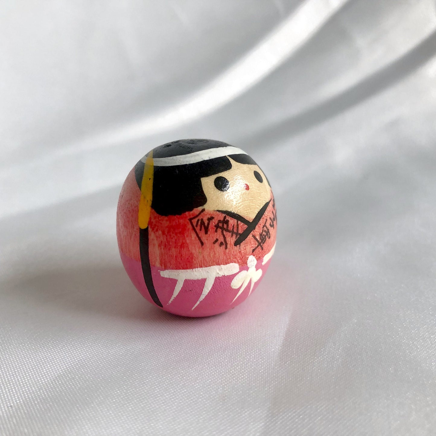 Miniature wooden kokeshi doll - naginata warrior