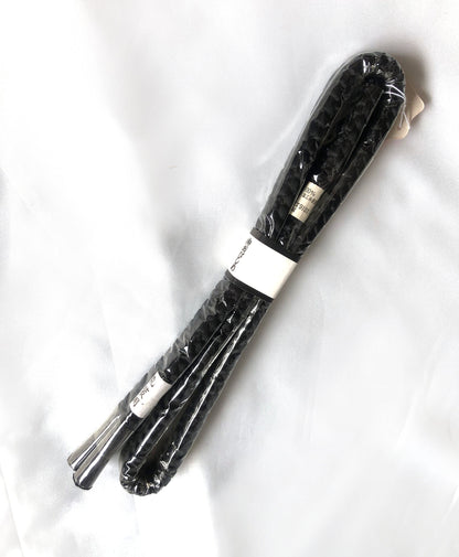 Silk obijime - thin belt with tassels - plain black