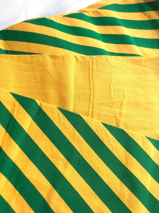 Simple Japanese hanhaba obi - yellow with diagonal green stripes