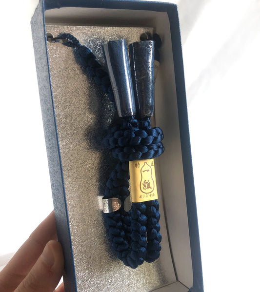 Haori himo for men - dark blue - set with hooks