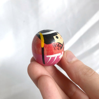 Miniature wooden kokeshi doll - naginata warrior