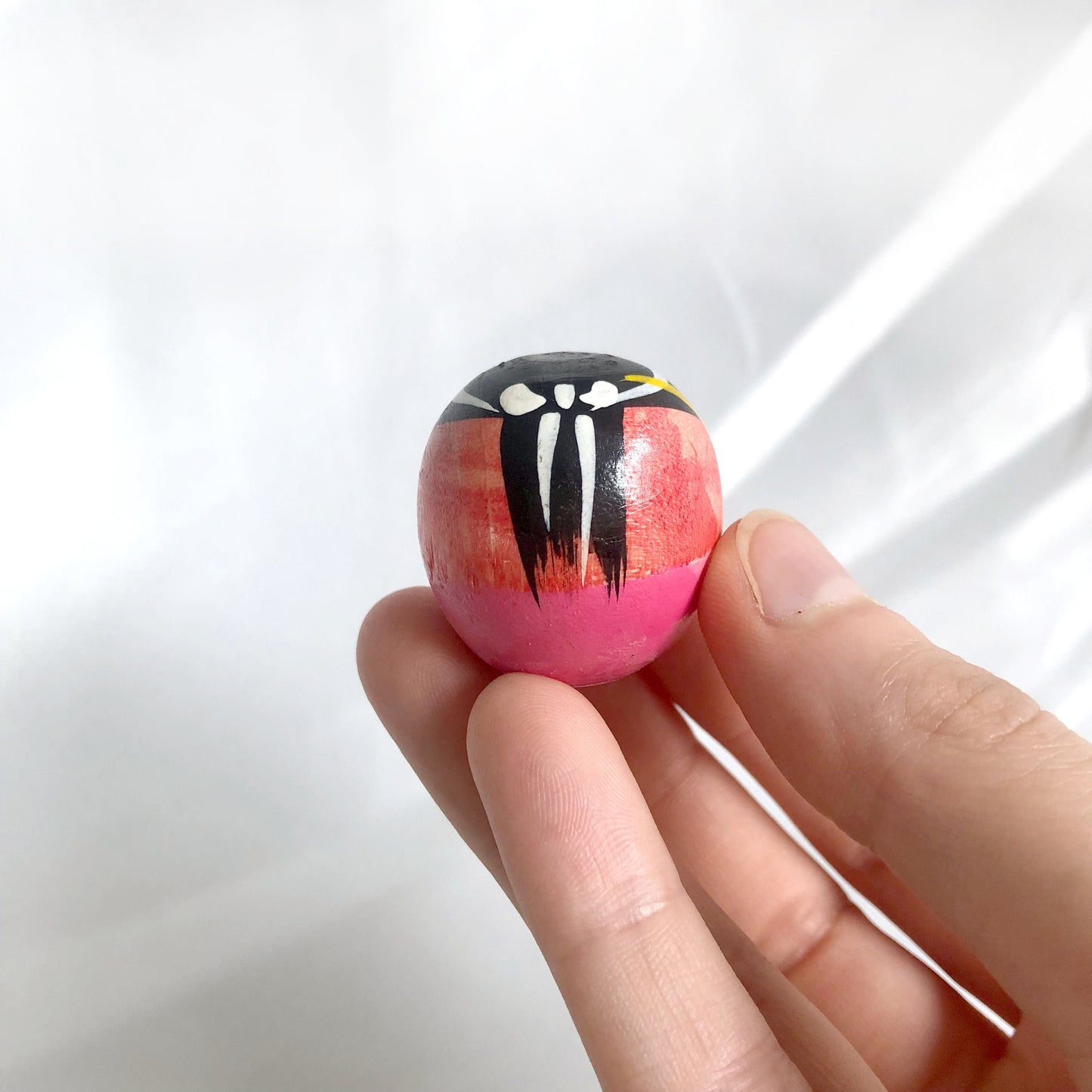 Miniature wooden kokeshi doll - naginata warrior