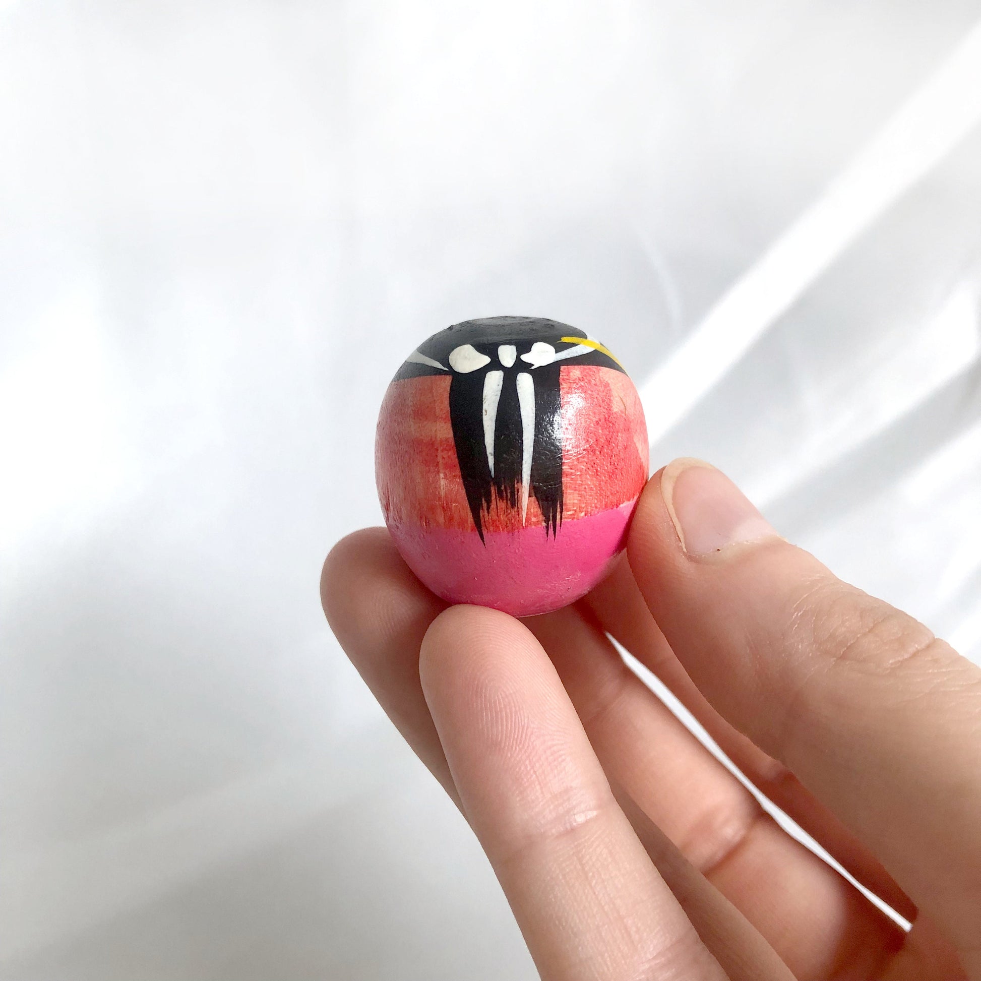 Miniature wooden kokeshi doll - naginata warrior