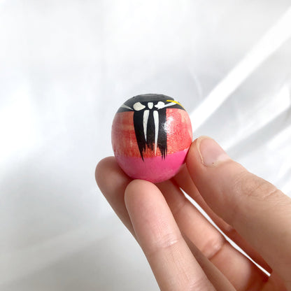 Miniature wooden kokeshi doll - naginata warrior