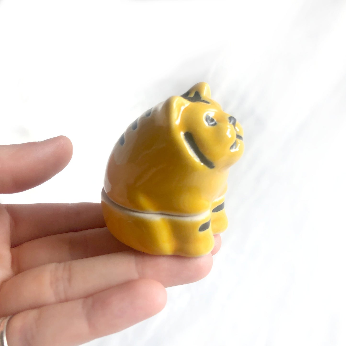 Miniature incense dish / trinket box - cute tiger