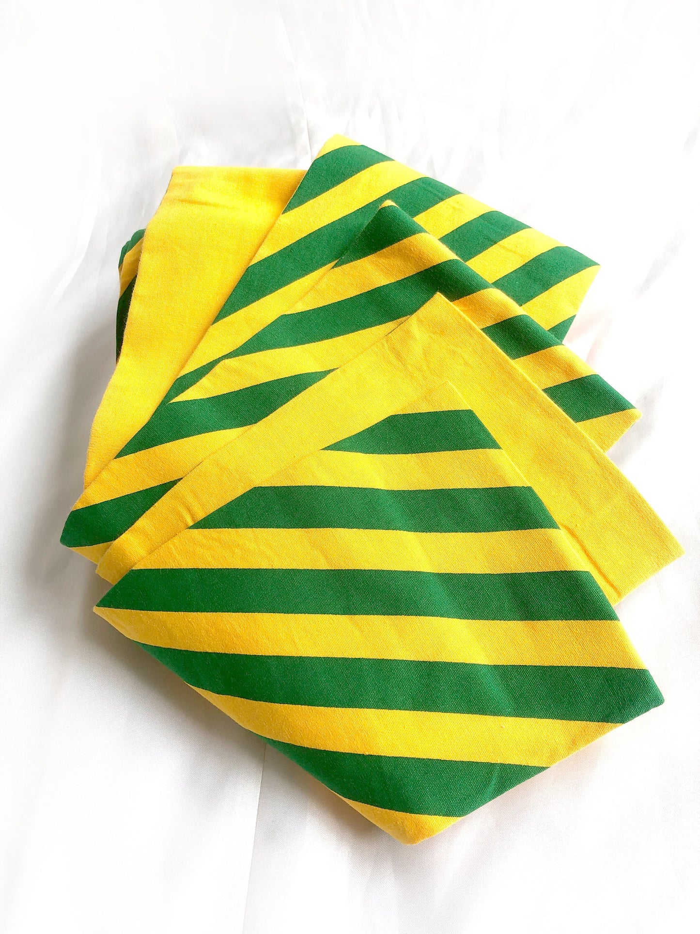 Simple Japanese hanhaba obi - yellow with diagonal green stripes
