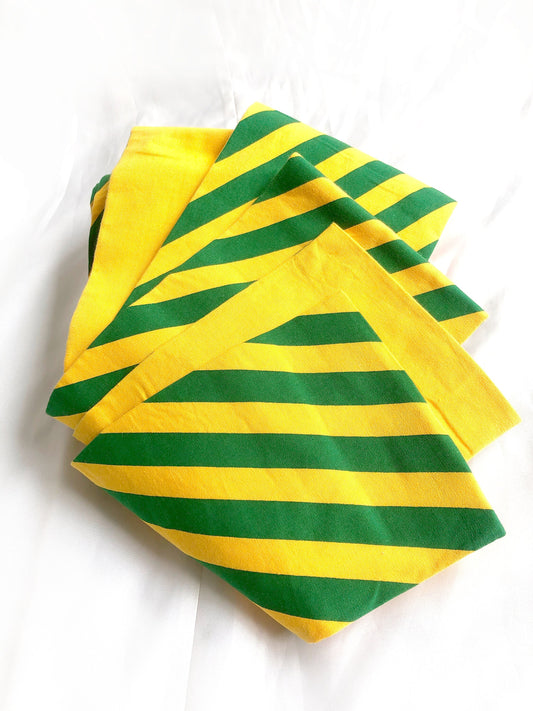 Simple Japanese hanhaba obi - yellow with diagonal green stripes