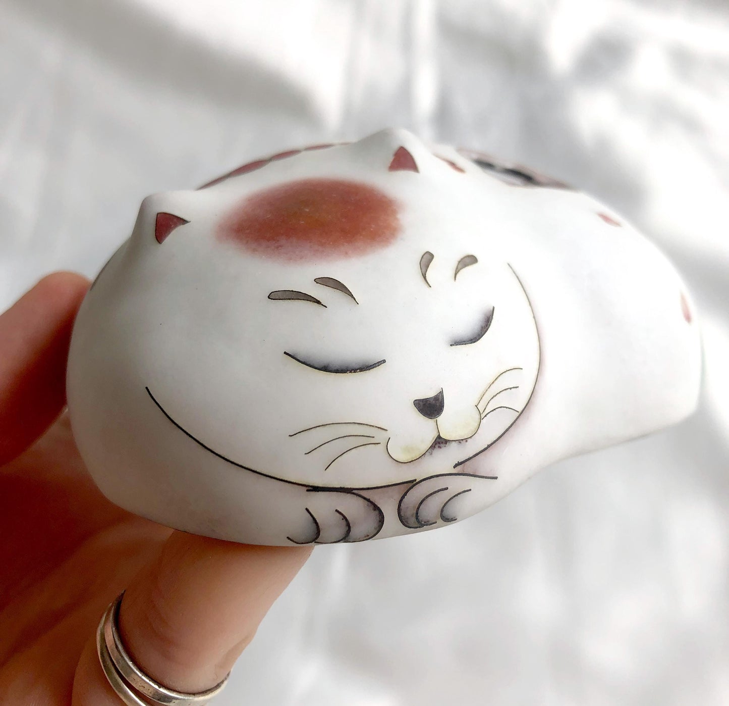 Ceramic Japanese incense burner - stylized handmade fox