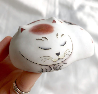 Ceramic Japanese incense burner - stylized handmade fox