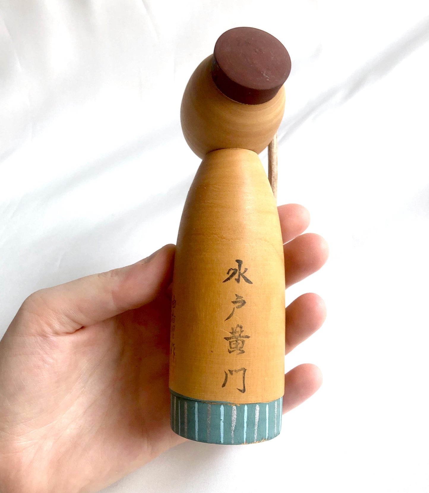 Simple wooden kokeshi doll - Tokugawa Mitsukuni from Mito Komon drama
