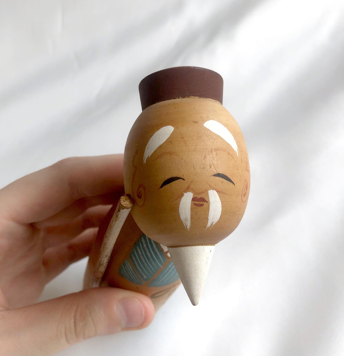 Simple wooden kokeshi doll - Tokugawa Mitsukuni from Mito Komon drama