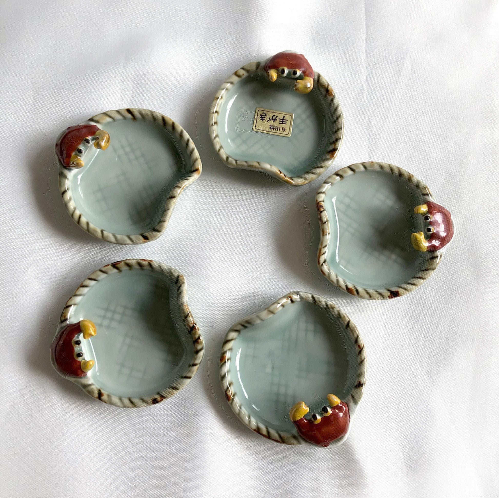 Miniature Japanese plates - crabs (set of 5)