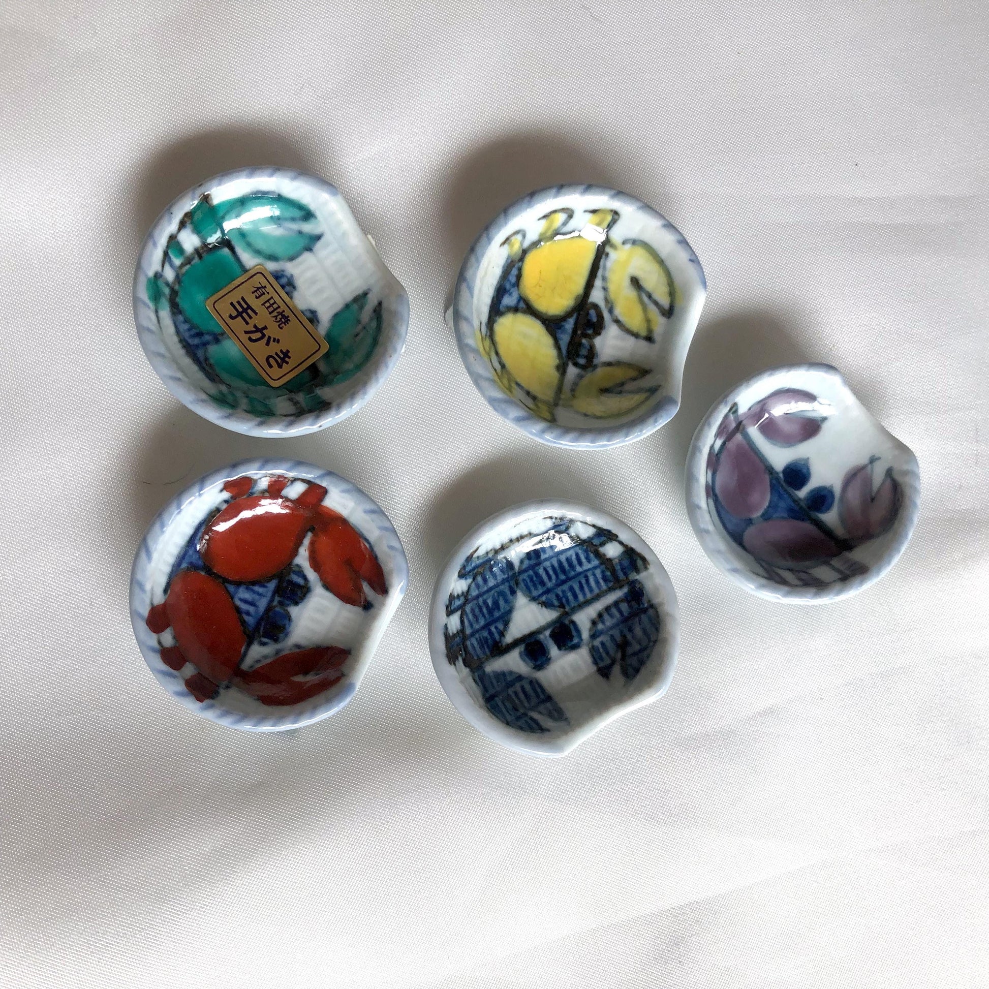 Miniature Japanese plates - crabs (set of 5)