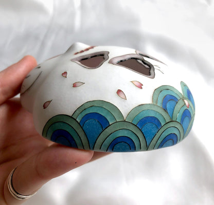 Ceramic Japanese incense burner - stylized handmade fox