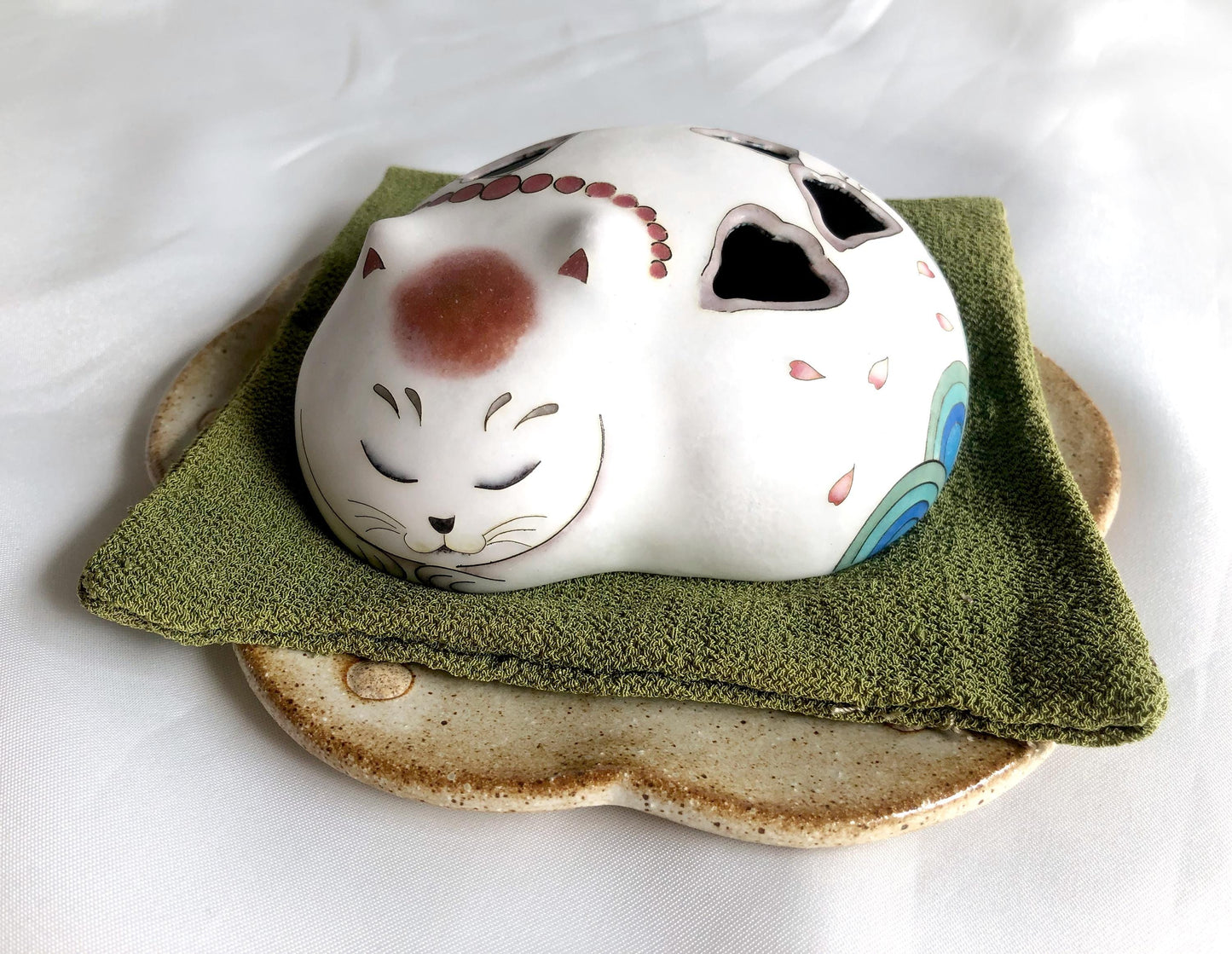 Ceramic Japanese incense burner - stylized handmade fox