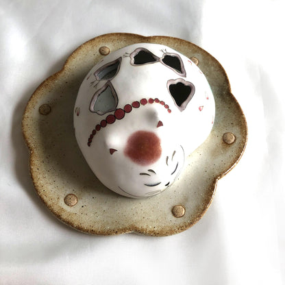 Ceramic Japanese incense burner - stylized handmade fox