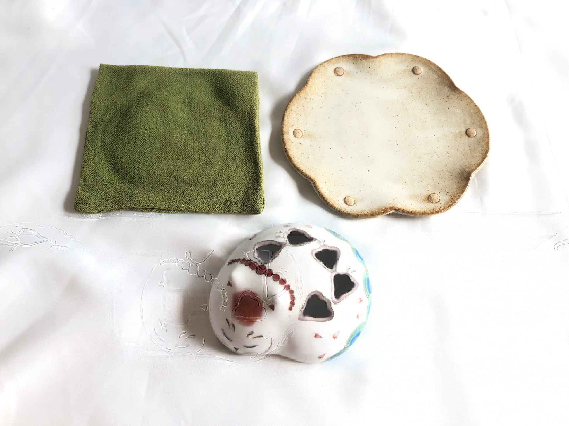 Ceramic Japanese incense burner - stylized handmade fox