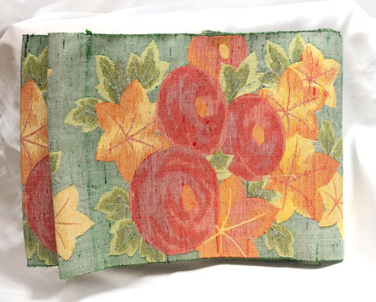 Refined Nagoya obi - textured red dahlias and clone leaves