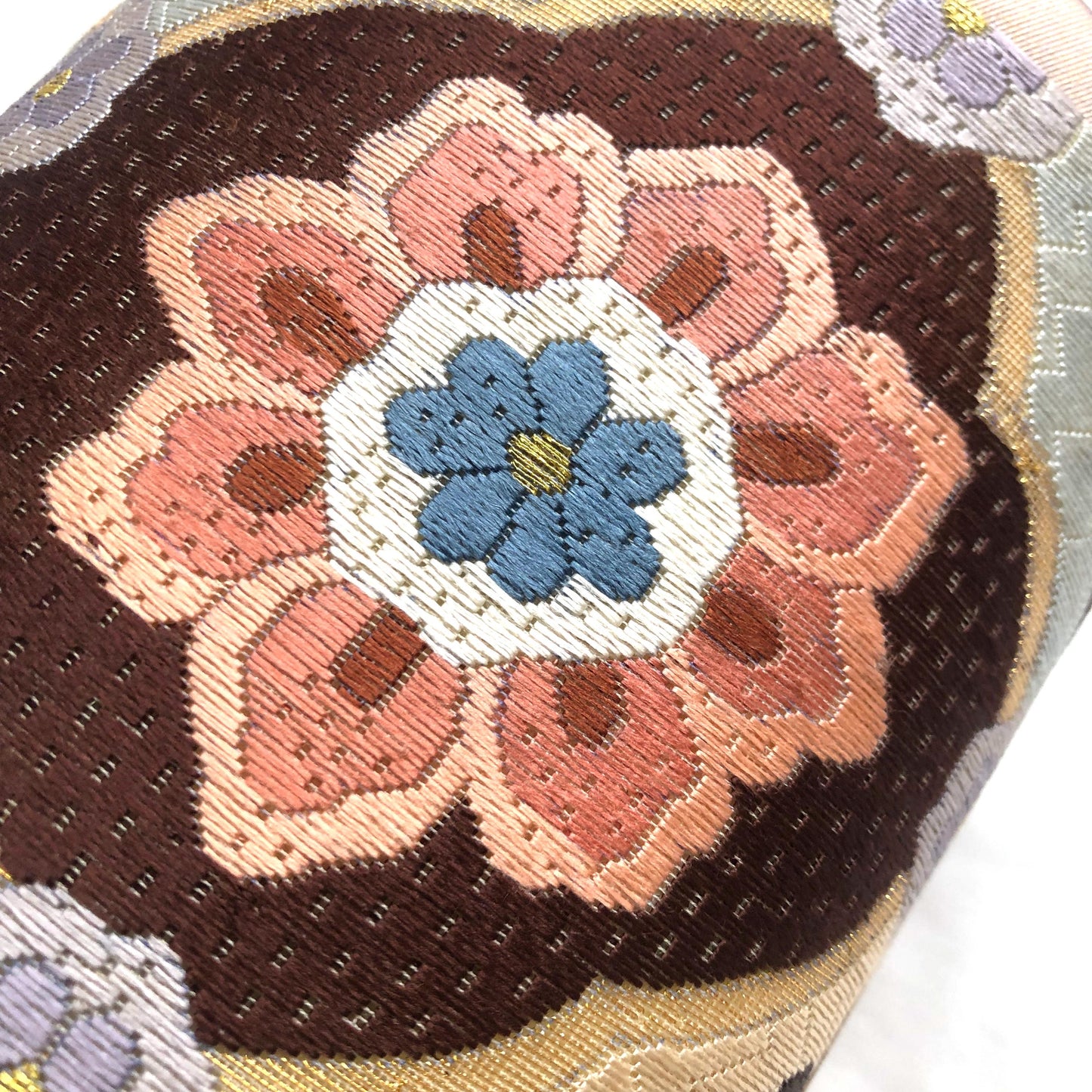 Vintage kimono handbag - dusty pink with flower motif