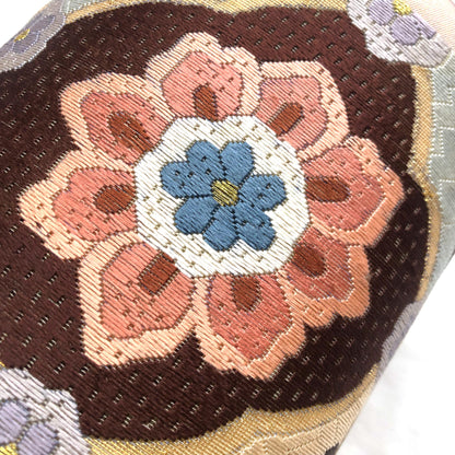 Vintage kimono handbag - dusty pink with flower motif