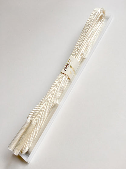 Silk obijime - thin belt with tassels - plain black or white