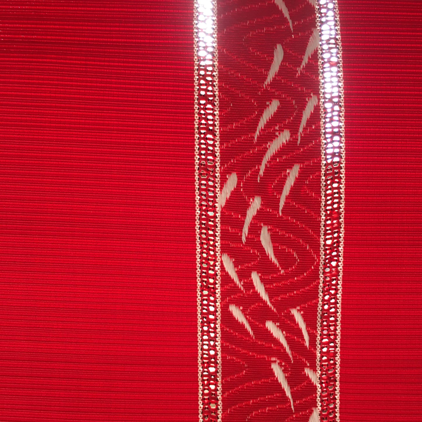 Vintage tanmono - obi sash fabric bolt - red with openwork and goldfish pattern