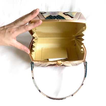 Vintage kimono handbag - dusty pink with flower motif