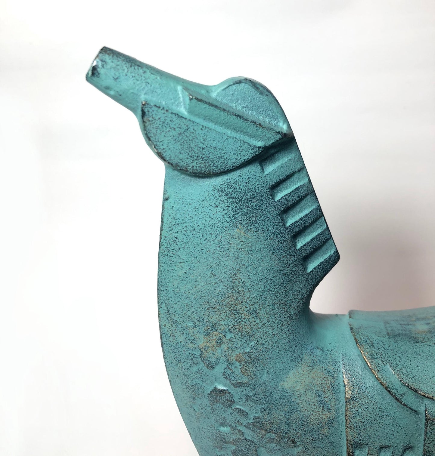 Vintage zodiac sign iron cast statuette - horse with a saddle