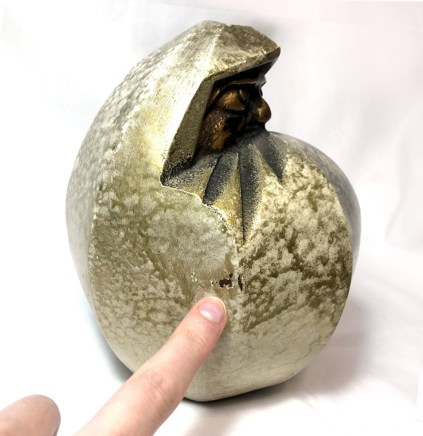 Vintage Japanese iron cast statuette - golden daruma