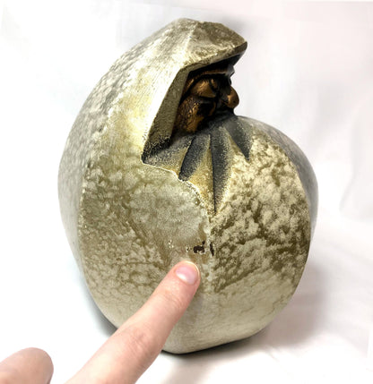 Vintage Japanese iron cast statuette - golden daruma