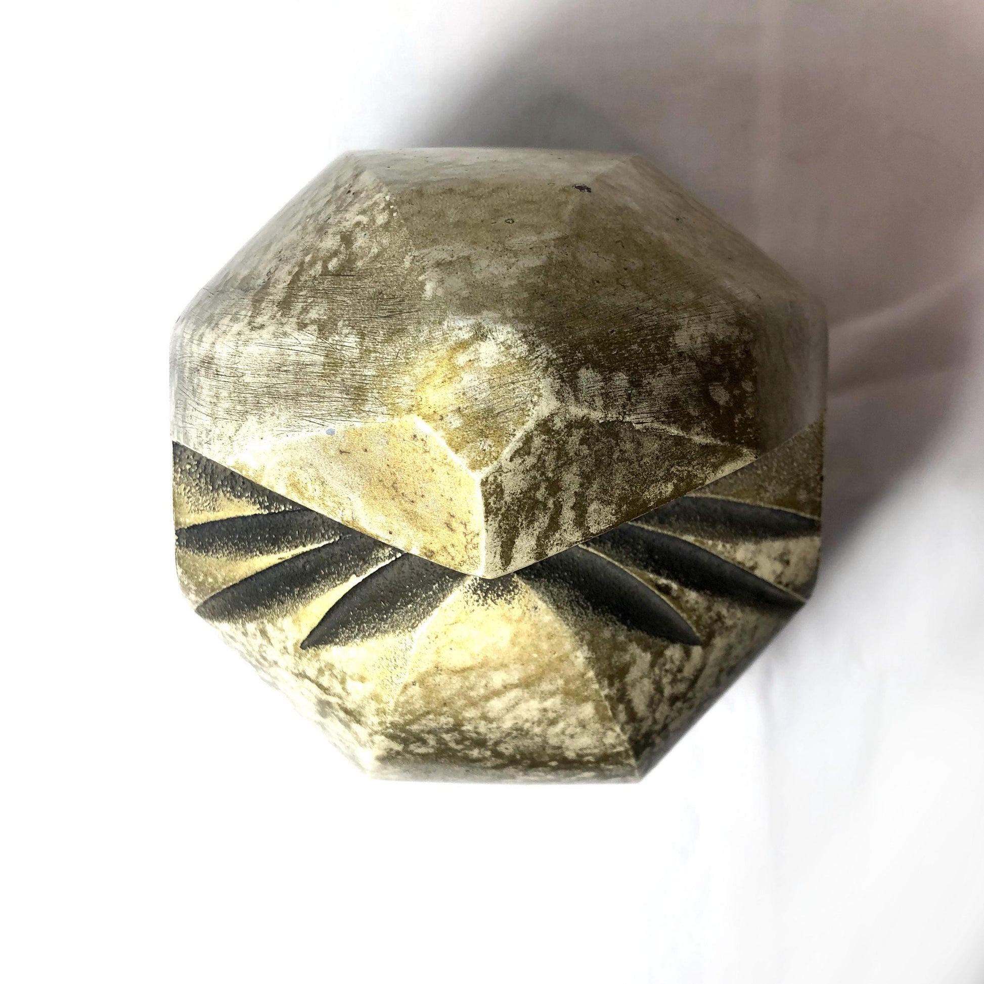 Vintage Japanese iron cast statuette - golden daruma