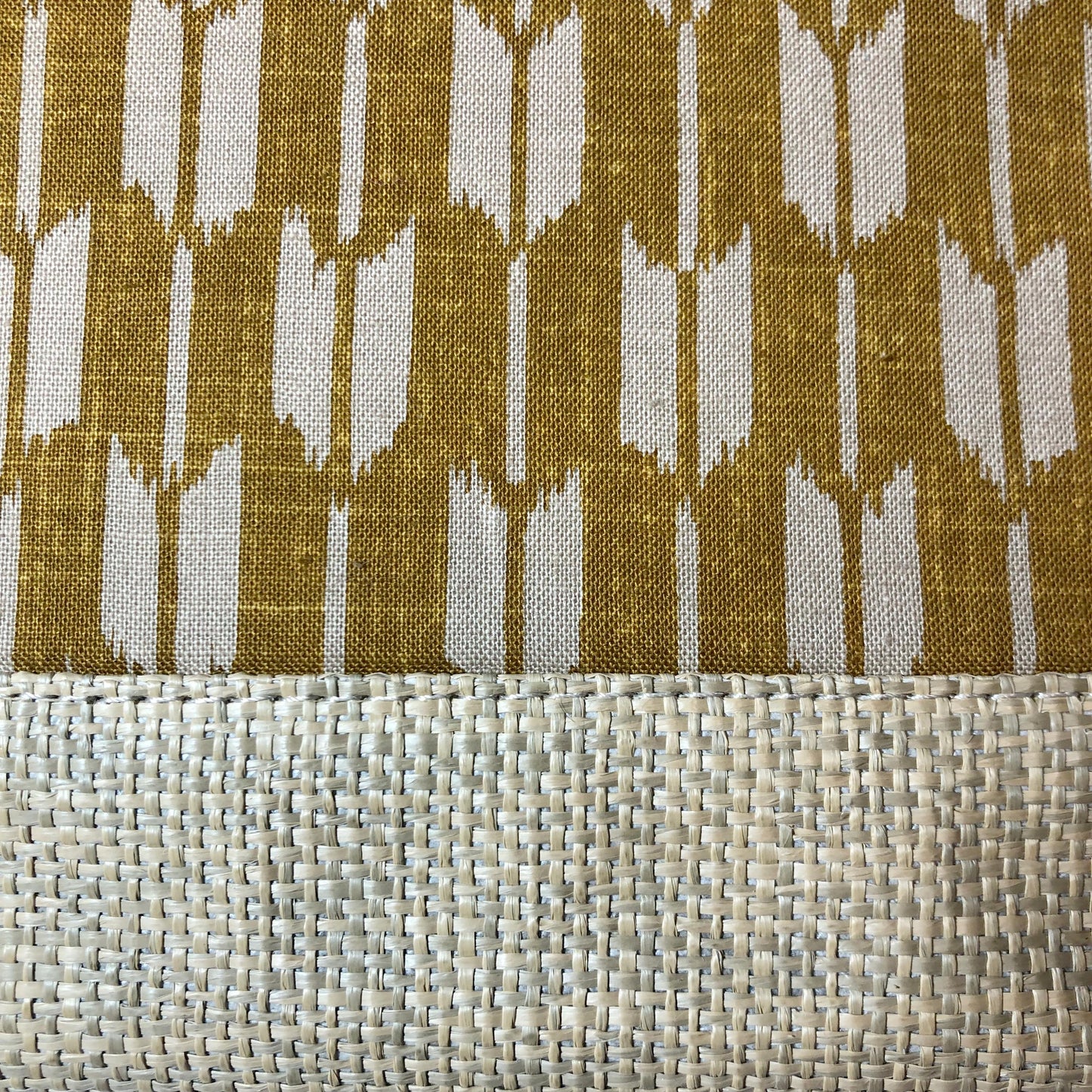 Casual cotton handbag with yagasuri pattern and bamboo handles