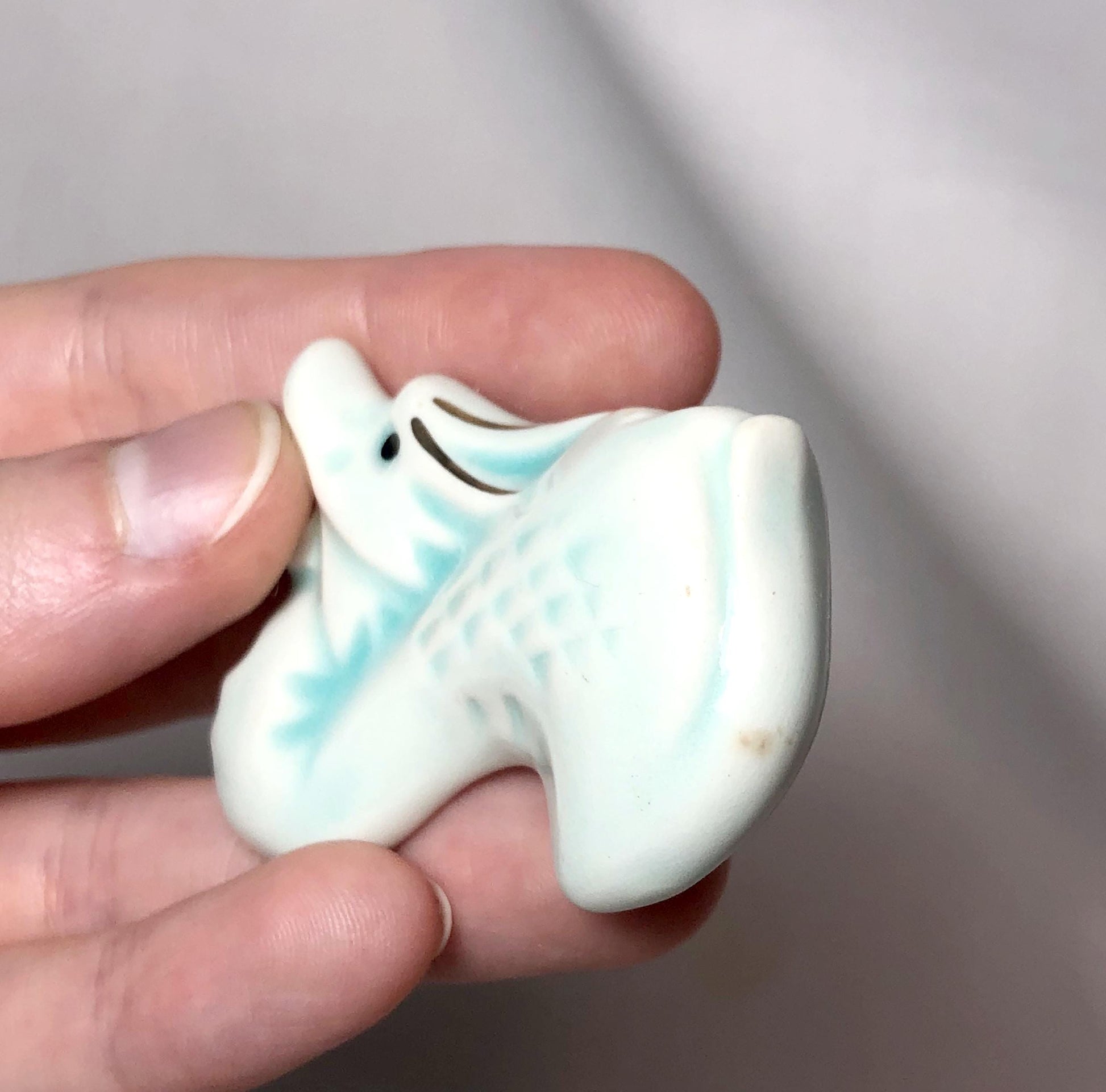 Vintage Japanese hashioki - chopstick rests - light blue zodiac dragons, set of 5