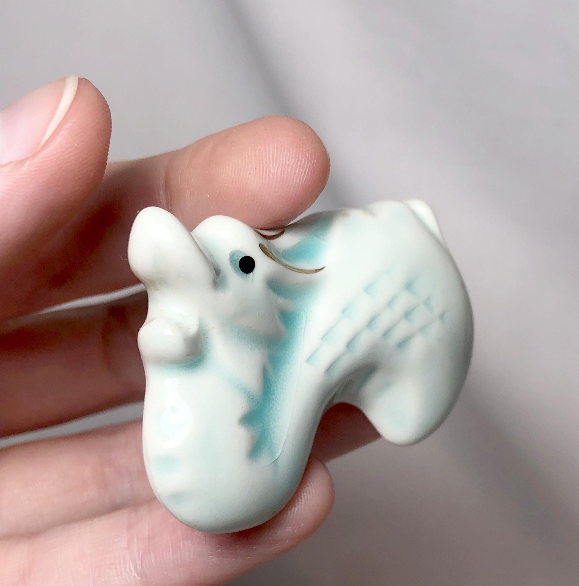 Vintage Japanese hashioki - chopstick rests - light blue zodiac dragons, set of 5