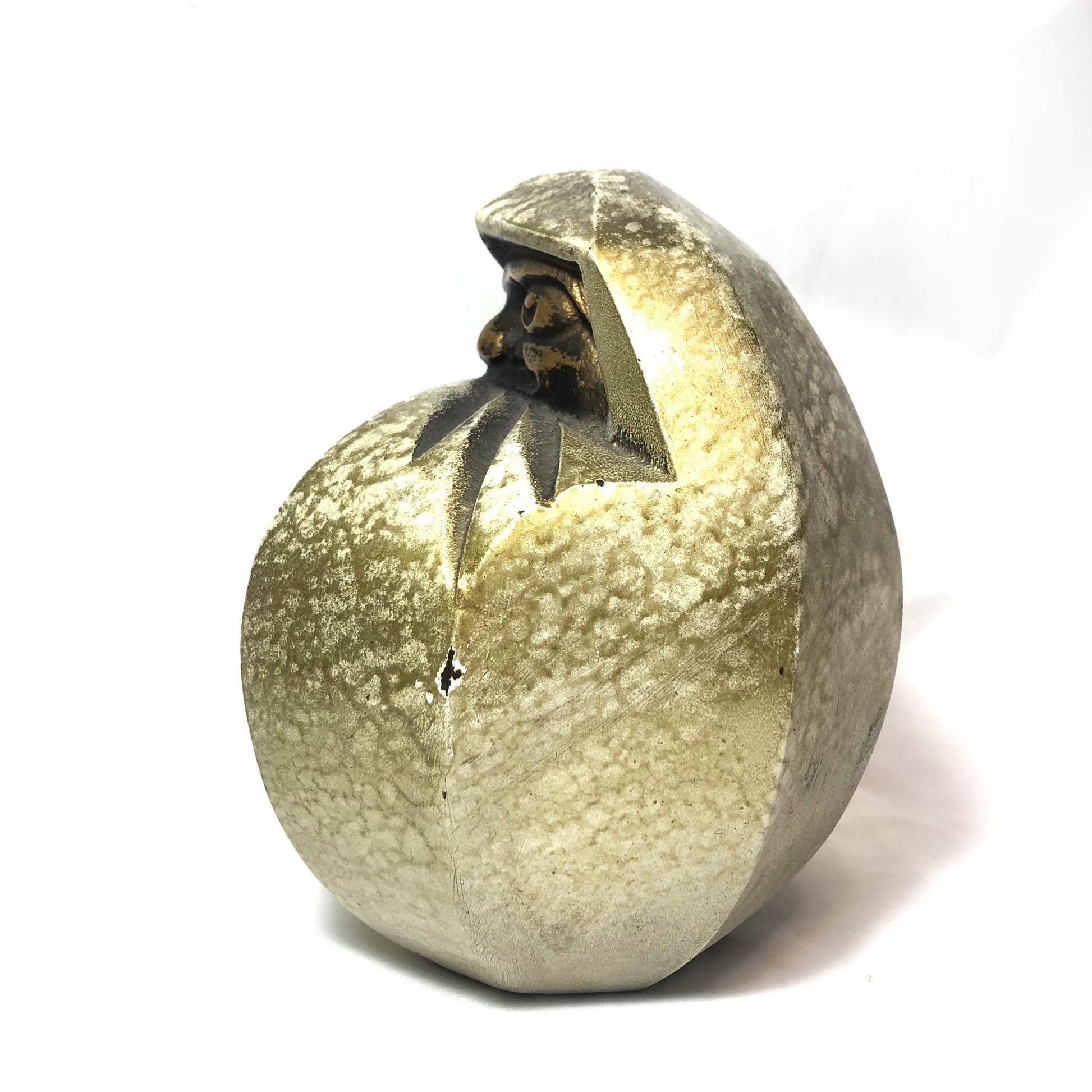 Vintage Japanese iron cast statuette - golden daruma