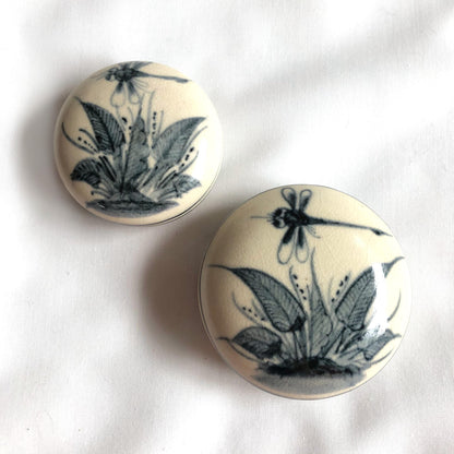 Japanese incense dish / trinket box - dragonfly (two sizes available)
