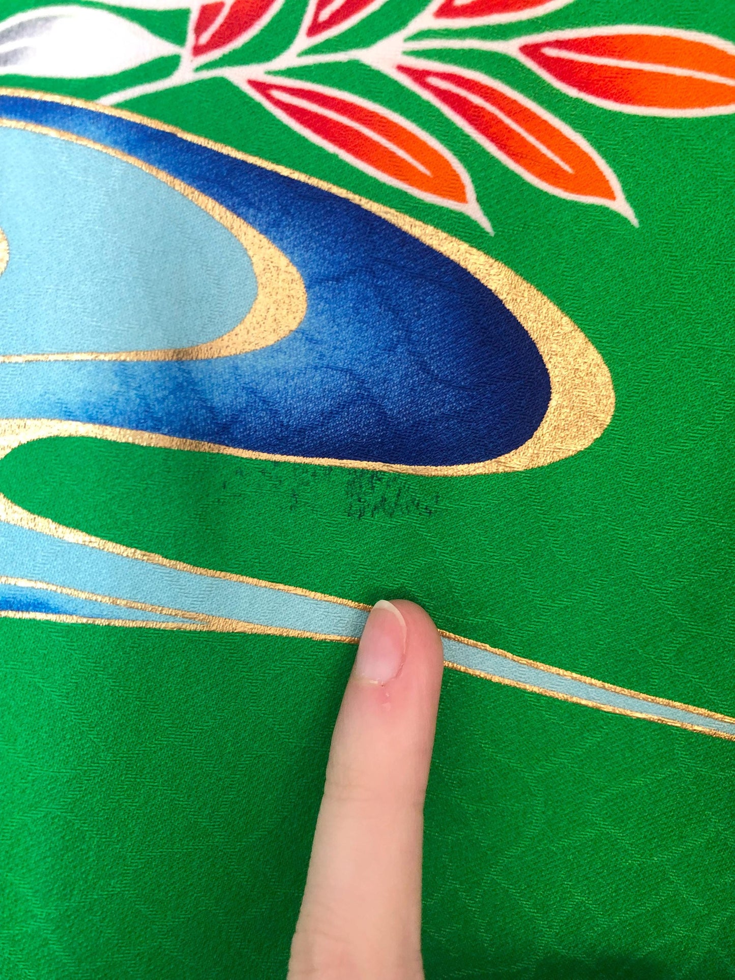 Colorful uchikake - Japanese wedding cover / hikizuri - stage costume - highlighter green with rainbow birds and flowers