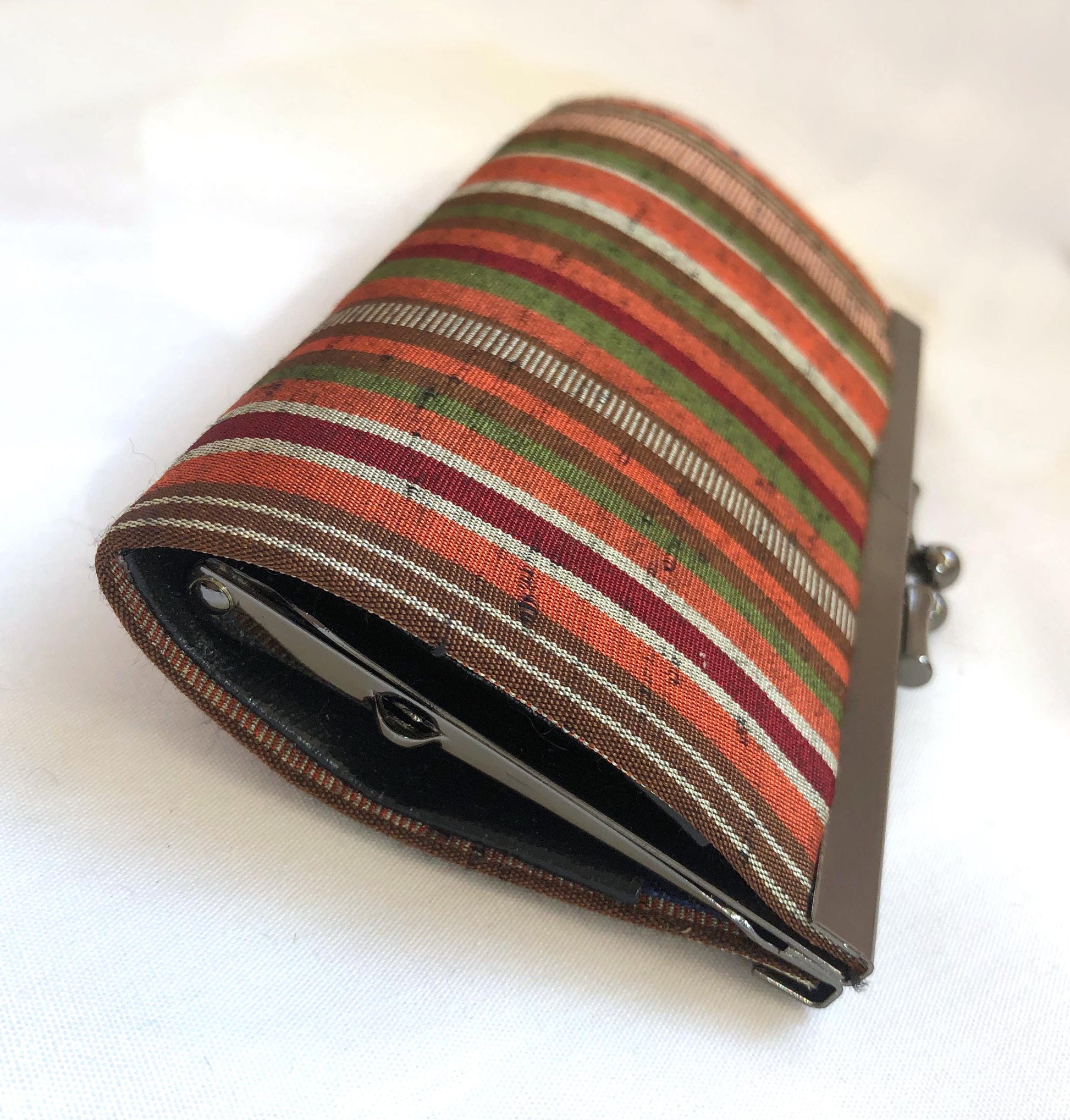 Elegant Japanese wallet - striped silk Chichibu ori