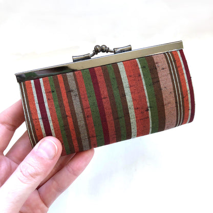 Elegant Japanese wallet - striped silk Chichibu ori