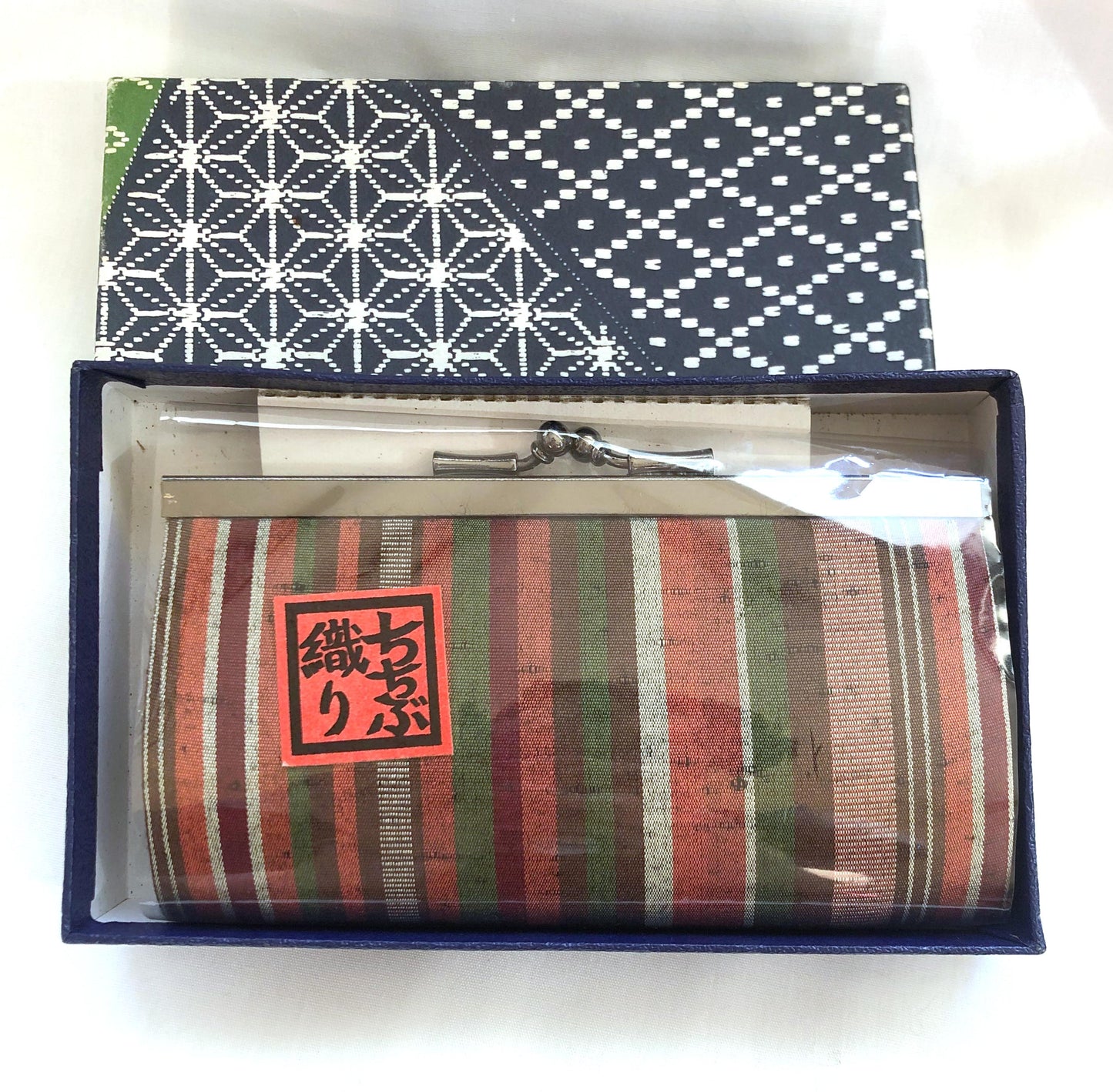Elegant Japanese wallet - striped silk Chichibu ori