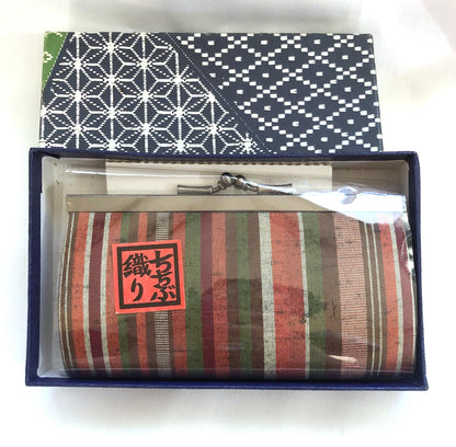 Elegant Japanese wallet - striped silk Chichibu ori
