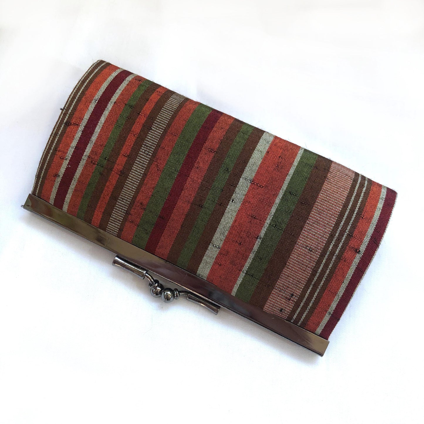 Elegant Japanese wallet - striped silk Chichibu ori