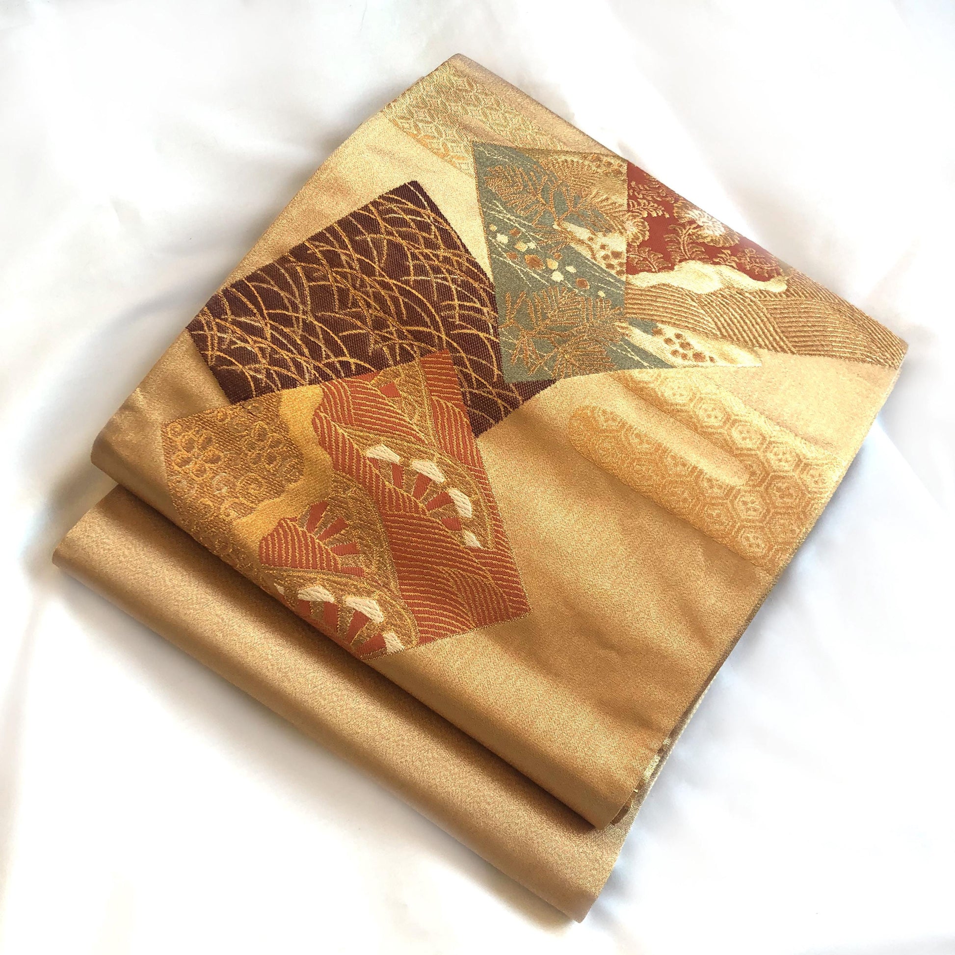 Festive fukuro obi - real gold and silk brocade