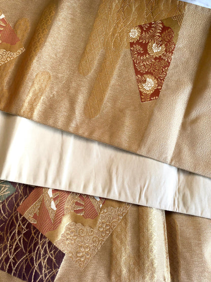 Festive fukuro obi - real gold and silk brocade