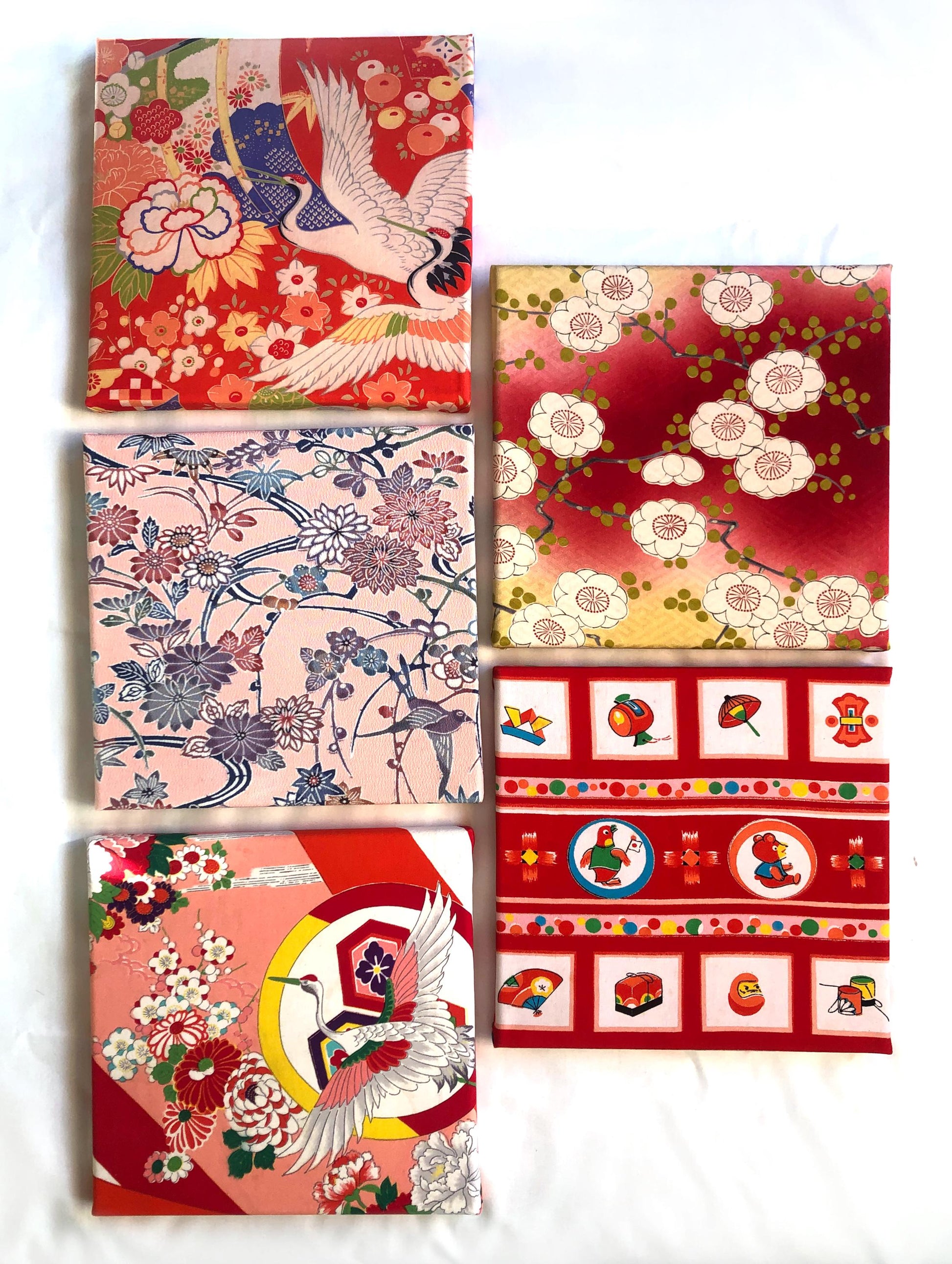 Vintage silk kimono wall hangings - square (series 1)