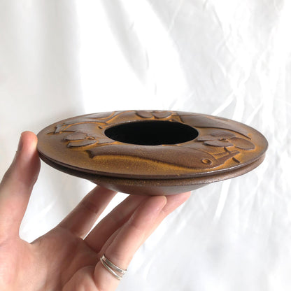 Japanese cast iron ashtray - nanbu tekki - birds and flowers